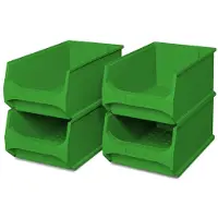 BRB-Lagertechnik 4 Sichtboxen "PROFI" LB 2, LxBxH 500 x 300 x 200 mm, 21 Liter, grün