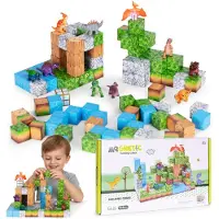 MULTISTORE Magnetbauklötze für Kinder, 114-teiliges Set mit Würfeln