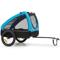 Topmast Shuttle Hundefahrradanhänger - Smartspace - Faltbar - Schwarz Blau - Hundeanhänger - Mit Flagge und Plane - Für Hunde bis 45kg