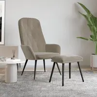 vidaXL BEI CLORIS Relaxsessel mit Hocker Hellgrau Samt 2024 Neu9005081
