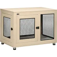 PawHut Hundekäfig, Haustierkäfig mit Kissen, Hundehaus, Hundehütte, Eiche