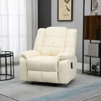 SUGIFT Massagesessel mit 8-Punkt-Vibration & Liegefunktion, Relaxsessel Fernsehsessel Kunstleder, Cremeweiß | 165° neigbar | 94x99x99 cm | 29,3 kg