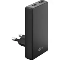Goobay USB-C PD GaN Dual-Schnellladegerät 90° Flat (65 W) schwarz 2x USB-C-Anschlüsse (Power Delivery)