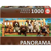 Educa - Welpen auf Bank 1000 Teile Panorama Puzzle