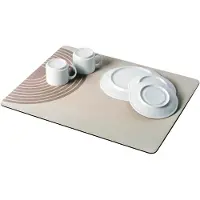 Wenko Abtropfmatte Mod. Dima Spülenzubehör wasserabsorbierend schnelltrocknend Küchenmatte Diatomeenerde einrollbar 50x40 cm schwarz beige Gummi Polyester