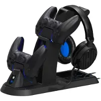 Stealth Ultimate Gaming Station mit Headset, Ladestation und Halter für Controller und Headset, PS5, Schwarz, Farbe:Schwarz