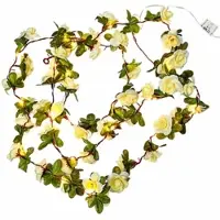 MARELIDA LED Lichterkette weiße Mini Rosen - 22 warmweiße LED - Batteriebetrieb - Timer L: 2,1m - für Innen