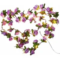 MARELIDA LED Lichterkette lila Mini Rosen - 22 warmweiße LED - Batteriebetrieb - Timer L: 2,1m - für Innen