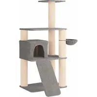 vidaXL Katzennbaum mit Sisal-Kratzsäulen Hellgrau 173 cm
