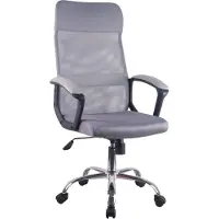CasaDolce Casa Vital Bürostuhl JARANA, grau, 60x66x108/118 cm, drehbar und höhenverstellbar, Netzgewebe, Feste Armlehnen, verchromtes Fußkreuz, 100 kg belastbar