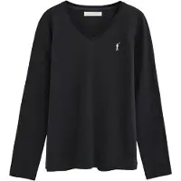 Polo Club Langärmliges T-Shirt schwarz mit V-Ausschnitt und Rigby Go Stickerei