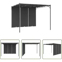 The Living Store Gartenpavillon mit Seitenvorhang 3x3x2,25 m Anthrazit