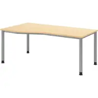 Bümö Schreibtisch Serie-H - Nachbildung Ahorn, Gestell: Silber, Größe: 180 x 100 cm