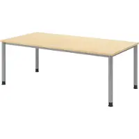 Bümö Schreibtisch Serie-H - Nachbildung Ahorn, Gestell: Silber, Größe: 200 x 100 cm