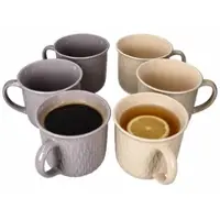 MamboCat 6er Set Biko Kaffeebecher zylindrisch 450ml Keramik Vanille Grau Tee-Tasse
