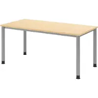 Bümö Schreibtisch Serie-H - Nachbildung Ahorn, Gestell: Silber, Größe: 160 x 80 cm
