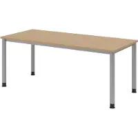 Bümö Schreibtisch Serie-H - Gestell: Silber, Größe: 180 x 80 cm, Nachbildung: Eiche