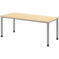 Bümö Schreibtisch Serie-H - Nachbildung Ahorn, Gestell: Silber, Größe: 180 x 80 cm