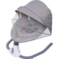 StarTech.com Babywippe - Elektrische Babyschaukel - Fernbedienung - Bluetooth- und USB-Musik - 4 Schaukelstufen mit Timer - Abnehmbares Moskitonetz - Bis 20 kg - Grau