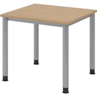 Bümö Schreibtisch Serie-H - Gestell: Silber, Größe: 80 x 80 cm, Nachbildung: Eiche