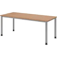 Bümö Schreibtisch Serie-H - Gestell: Silber, Nachbildung: Nussbaum, Größe: 180 x 80 cm