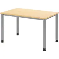 Bümö Schreibtisch Serie-H - Nachbildung Ahorn, Gestell: Silber, Größe: 120 x 80 cm