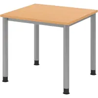 Bümö Schreibtisch Serie-H - Gestell: Silber, Nachbildung: Buche, Größe: 80 x 80 cm