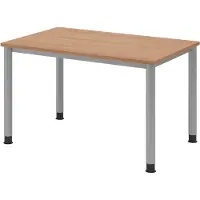 Bümö Schreibtisch Serie-H - Gestell: Silber, Größe: 120 x 80 cm, Nachbildung: Nussbaum