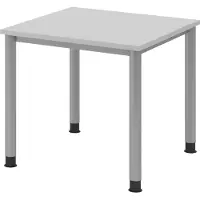 Bümö Schreibtisch Serie-H - Gestell: Silber, Größe: 80 x 80 cm, Nachbildung: Grau