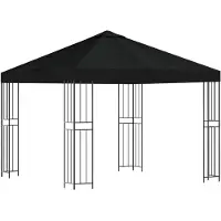 vidaXL Pavillon 3 x 3 m Schwarz Polyester und Stahl 190 gsm