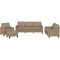 vidaXL 4-tlg. Sofagarnitur mit Kissen Cappuccino-Braun Kunstleder