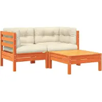 vidaXL Gartensofa mit Kissen und Hocker 2-Sitzer