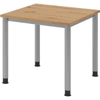 Bümö Schreibtisch Serie-H - Gestell: Silber, Nachbildung: Asteiche, Größe: 80 x 80 cm