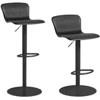 HOMCOM Set mit 2 höhenverstellbaren Barhockern, drehbarer Kunststoffsitz mit geschwungener Rückenlehne & Fußstütze, moderne Küchenstühle, Schwarz