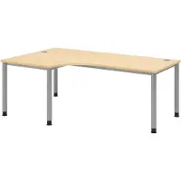Bümö Schreibtisch Serie-H - Nachbildung Ahorn, Gestell: Silber, Größe: Eckschreibtisch 200 x 120 cm