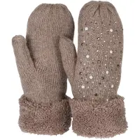 StyleBREAKER Fäustlinge "Strickhandschuhe Fäustlinge mit Strass und Perlen" 2 Stk.
