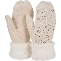 StyleBREAKER Fäustlinge "Strickhandschuhe Fäustlinge mit Strass und Perlen" 2 Stk.