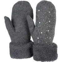 StyleBREAKER Fäustlinge "Strickhandschuhe Fäustlinge mit Strass und Perlen" 2 Stk.