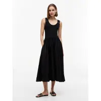 Tommy Hilfiger 5x2 Rib Mix Media Black Größe: XL | Midikleider Outlet | Damen | Schwarz