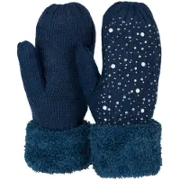 StyleBREAKER Fäustlinge "Strickhandschuhe Fäustlinge mit Strass und Perlen" 2 Stk.