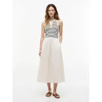 Tommy Hilfiger A-Linien-Kleid "GOLD BUTTON POPLIN MIX DRESS" Ohne Tasche Baumwollmischung, mit goldfarbenen Knöpfen