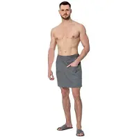 Autre Saunatuch Herrensaunakilt Abano, 44x120 cm, anthrazit, mit Knopf, 100% Baumwolle, 200 g/m2