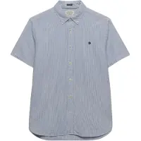 Superdry für Herren. M4011102A Klassisches blaues Seersucker-Hemd (M), Lässig, Baumwolle, Kurzarm