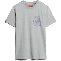 Superdry für Herren. M1011980A T-Shirt mit grauer Copper Label Grafik auf der Brust (S), Lässig, Baumwolle, Kurzarm