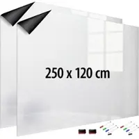 INFACTORY 2er-Set Magn. Whiteboard-Folie, selbstklebend, 4 Marker, 250 x 120 cm