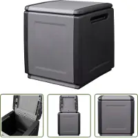 The Living Store Garten-Aufbewahrungsbox 54x53x57 cm 130 L Dunkelgrau Schwarz