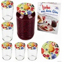 MamboCat 6er Set Rundglas 1062 ml To 82 Comic Obst Deckel incl. Diamant Gelierzauber Rezeptheft