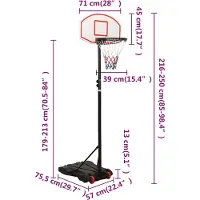 vidaXL Basketballständer Weiß 216-250 cm Polyethylen