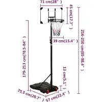 vidaXL Basketballständer Transparent 216-250 cm Polycarbonat