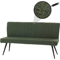 Mendler Sitzbank MCW-K16, Esszimmerbank Bank Polsterbank, Rückenlehne Stoff/Textil Bouclé Metall 160cm grün